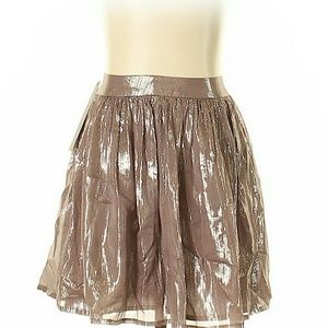 Anthropologie Skirts - Anthro aryn K Silk Taupe Metallic Mini Skirt XS Anthropologie Skirts - Anthro aryn K Silk Taupe Metallic Mini Skirt XS